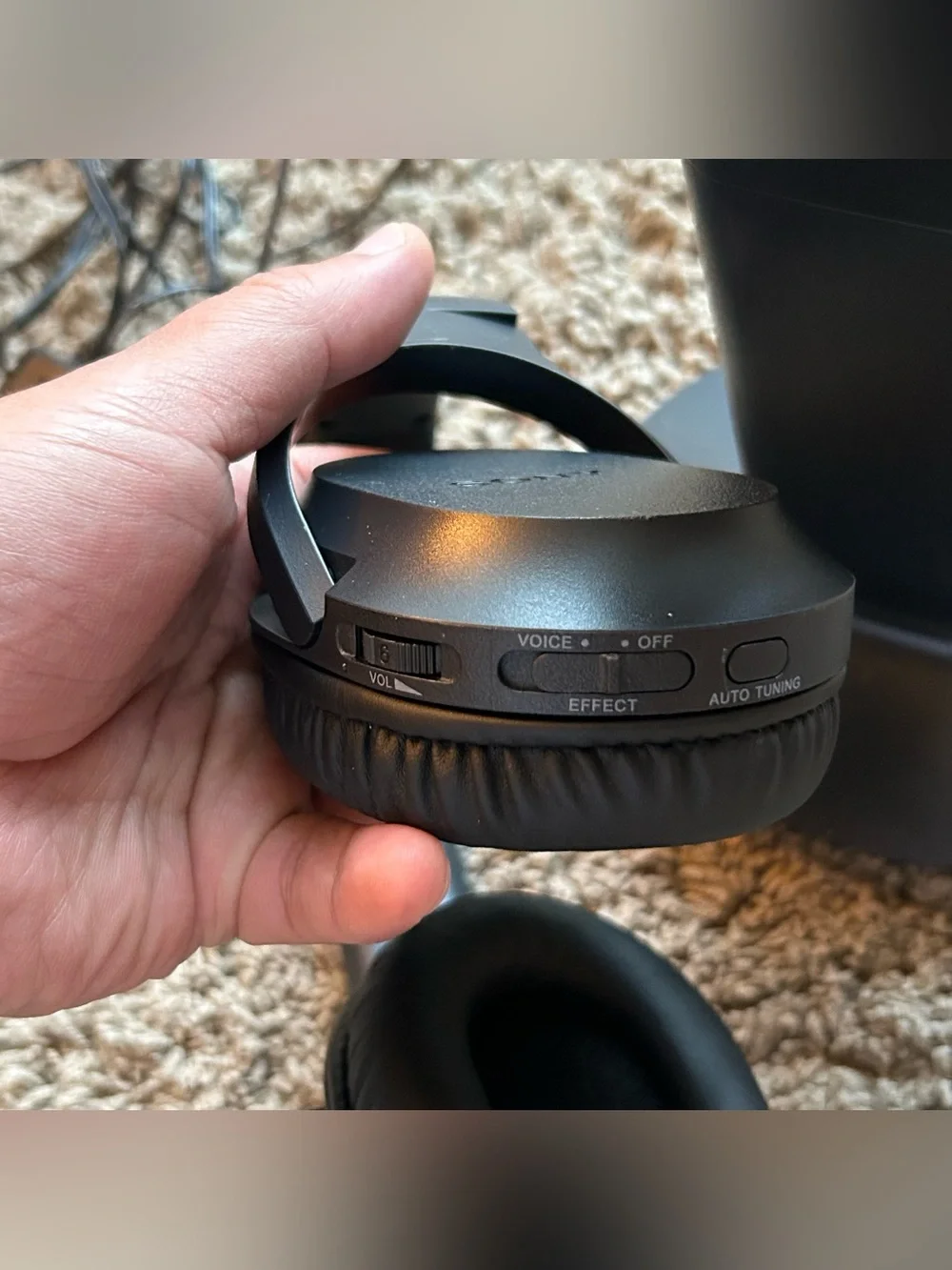 Sony WH-RF400 Black Wireless Home Theater Headphones RF Transmitter Dock (Works)